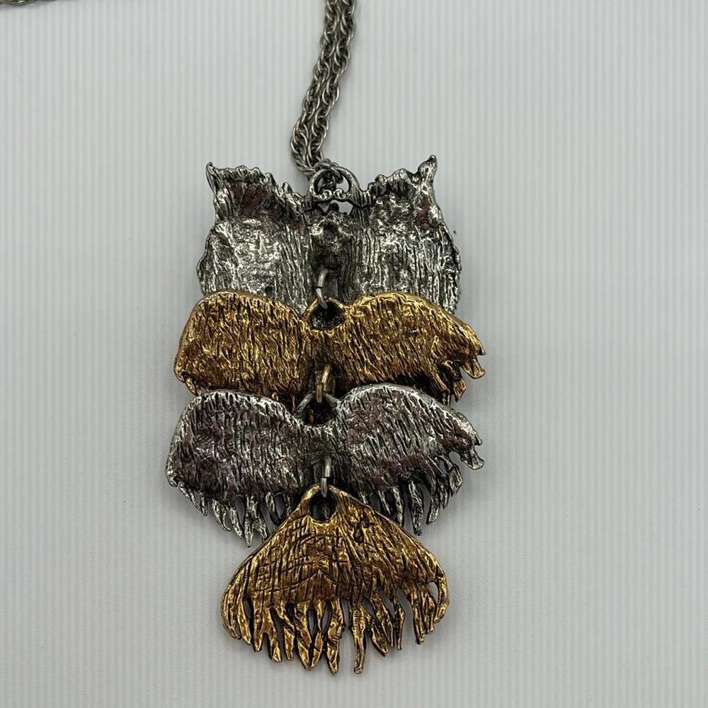 Vintage OWL Necklace! BOHO style Gold/Silver Statement Piece!